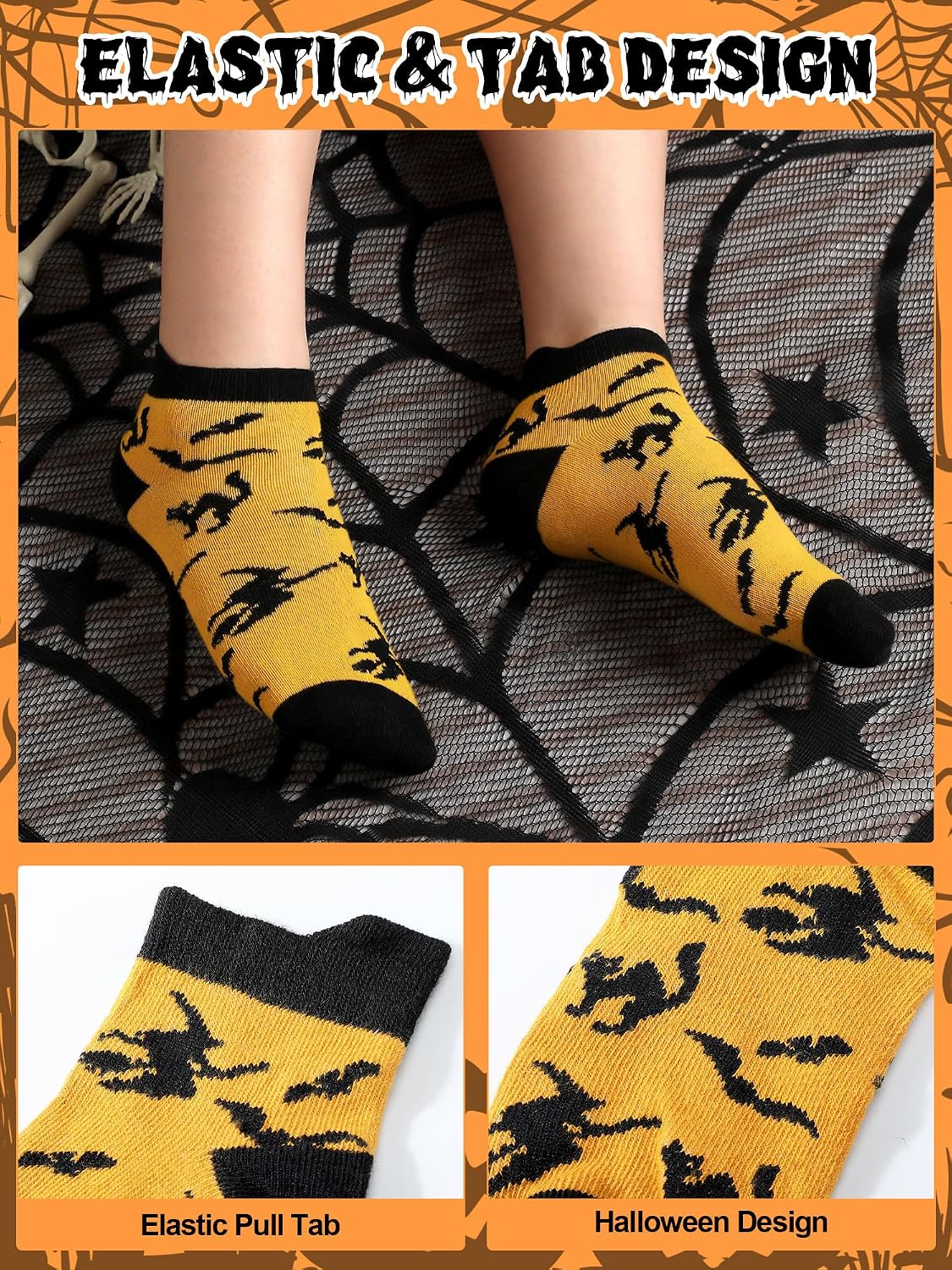 10 Pairs Kids Halloween Ankle Socks for Boys Girls