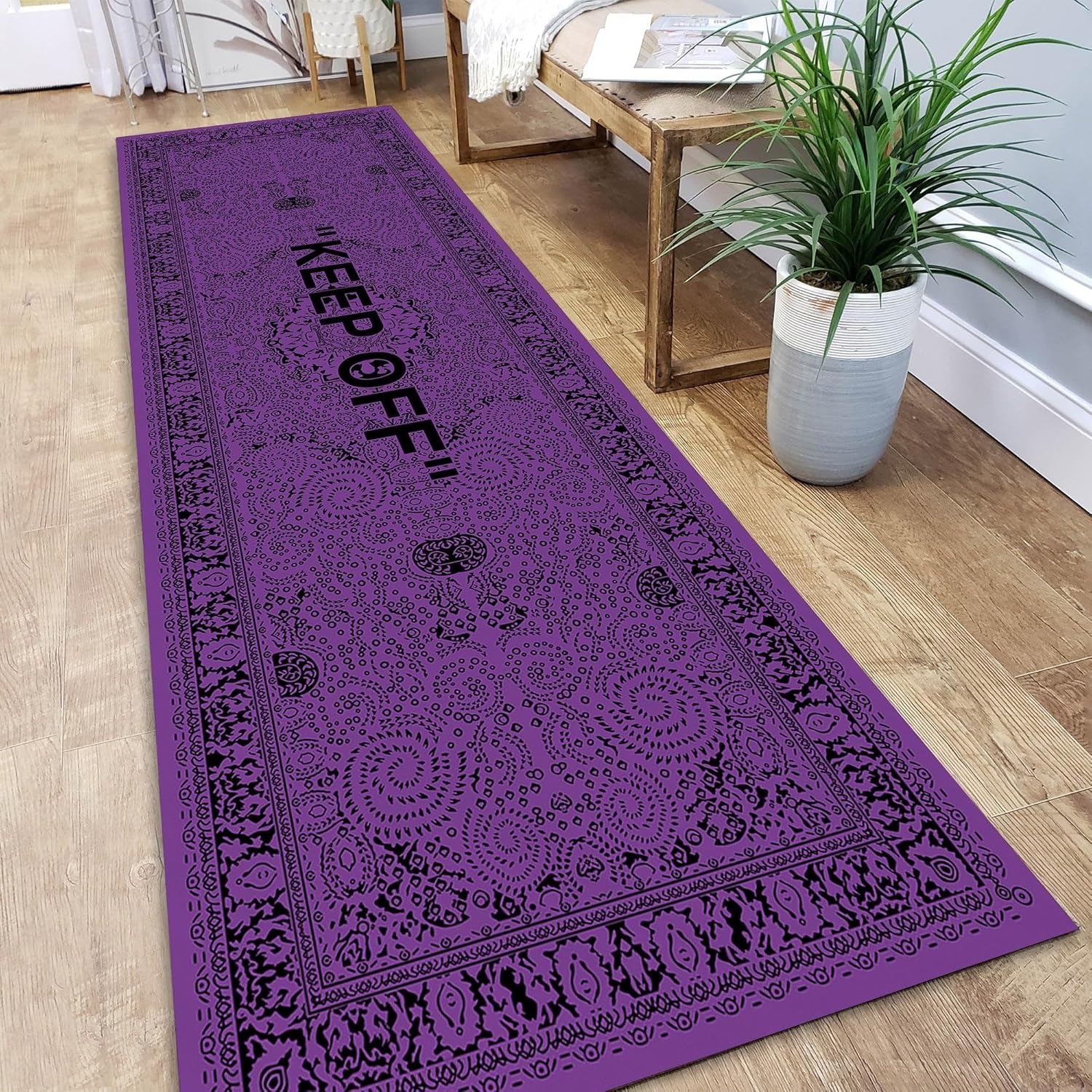 Keep Off Runner Rug for Kitchen Hallway Dark Purple Black Sneaker Carpet Entryway Modern Hypebeast Decor Aesthetic Cool Rugs 4x15 ft