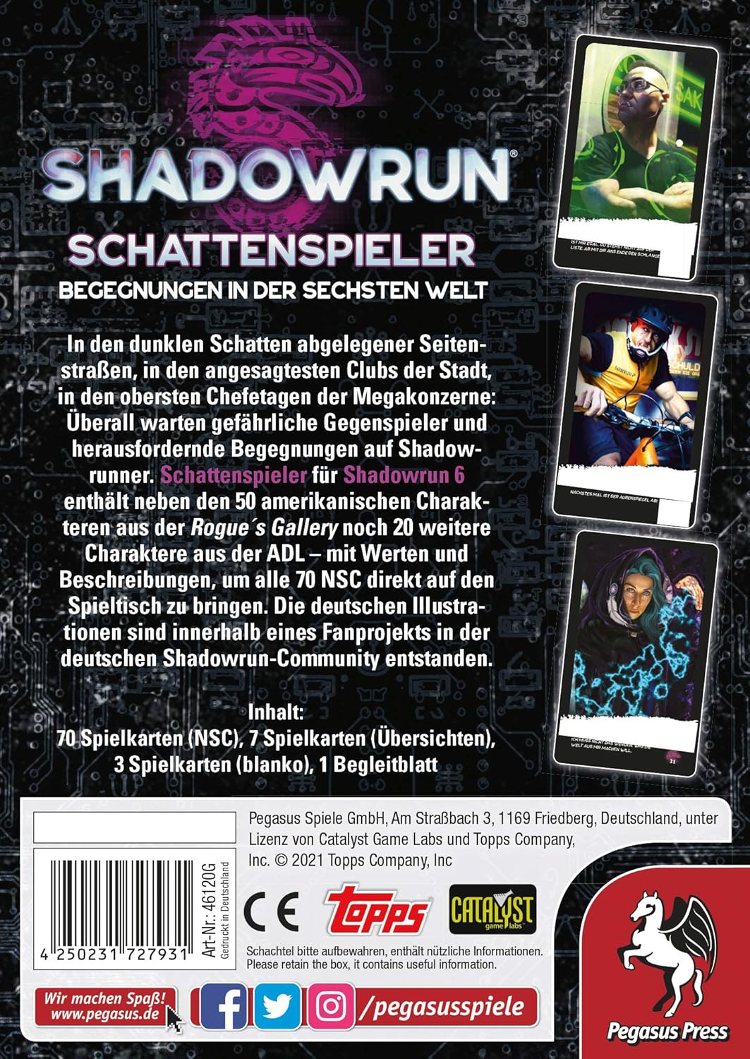 Pegasus Spiele 46120G Shadowrun: Shadow Player (Playing Card Set)