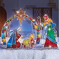 Vista 3 de Collections Etc Belén de mosaico iluminado para exteriores - 3 piezas