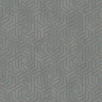 Galerie 32609 City Glam Hex Geometric Wallpaper, Rose Gold/Grey, 10.05m x 53cm
