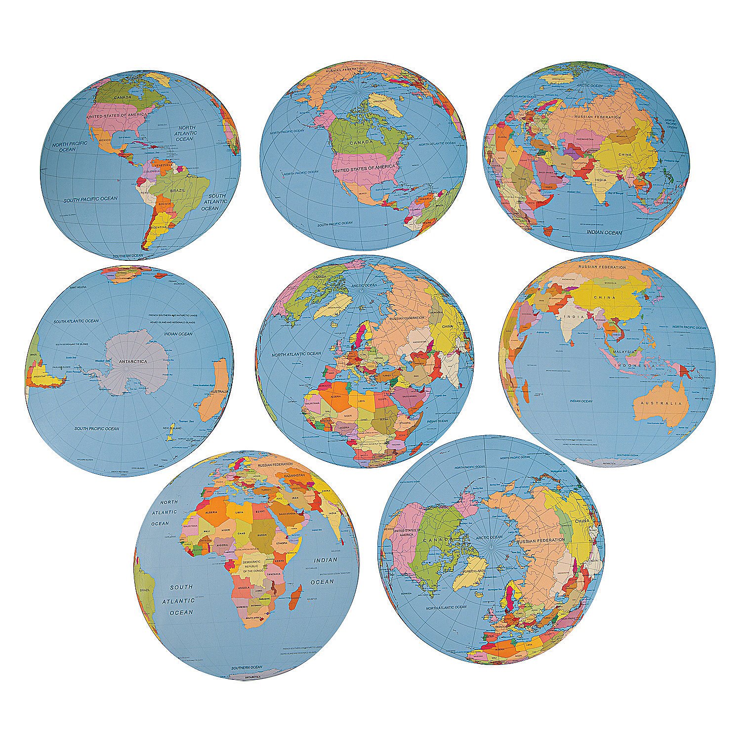 Fun Express Jumbo Globe Cutouts - VBS Vacation Bible School Supplies/Decor- Educational and Learning Activities for Kids - 8 Pieces