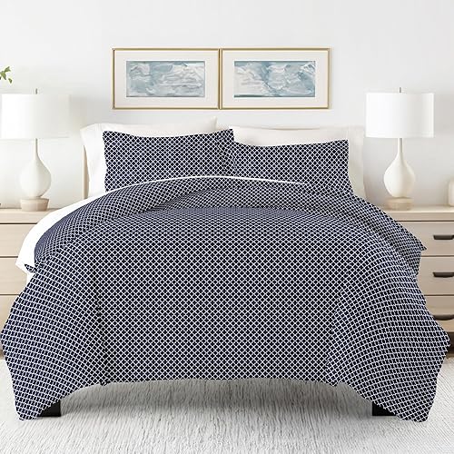 Miniatura 2 de ienjoy Home - Juego de funda de edredón ultrasuave de 3 piezas con estampado, de primera calidad, colección Home, tamaño QueenMatrimonial, azul