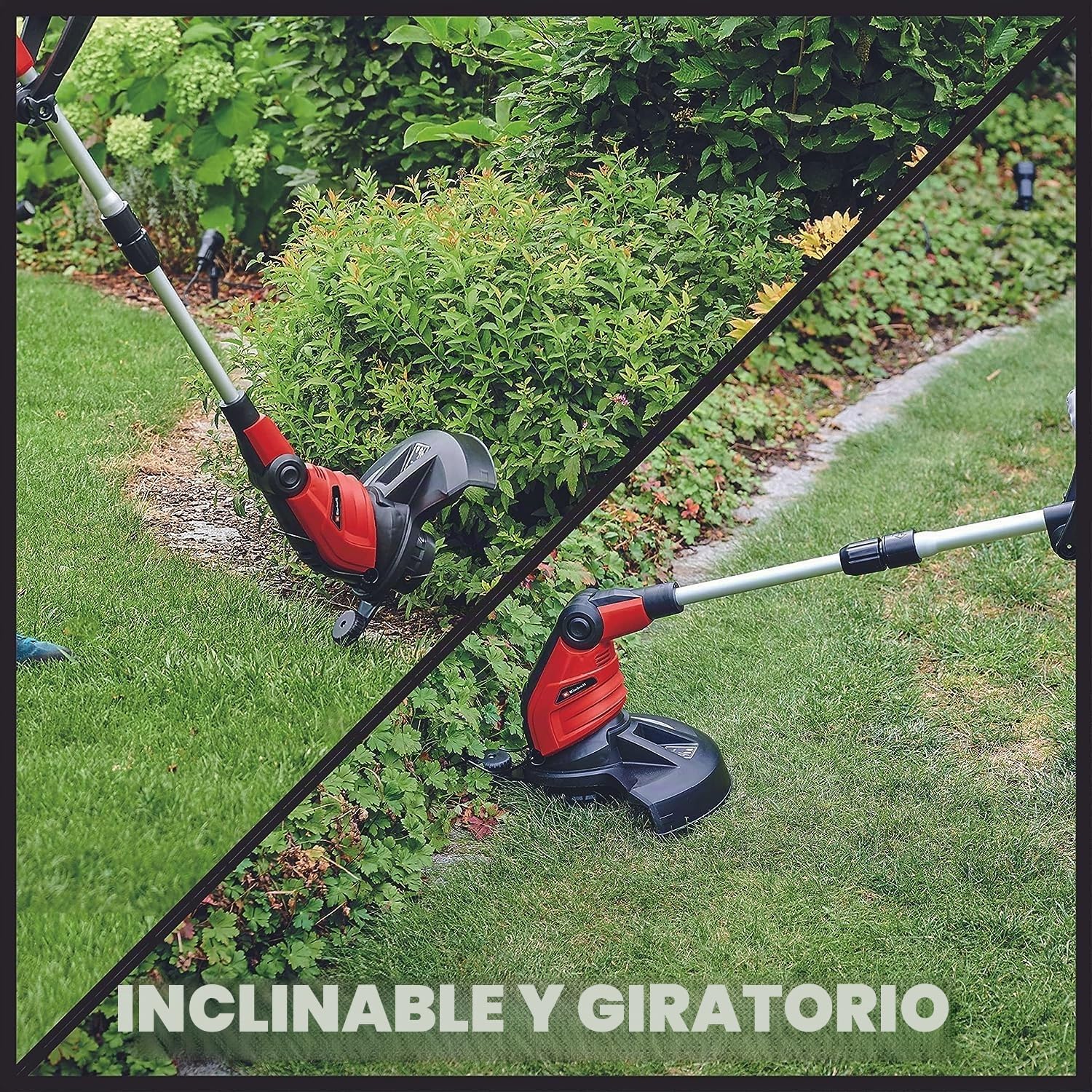 Einhell Recortabordes eléctrico GC-ET 4530 (Cabezal del Motor con 4 Posiciones de inclinación y rotación de 180 °, Mango de Aluminio telescópico Extensible Continuo, Protector de Flores)
