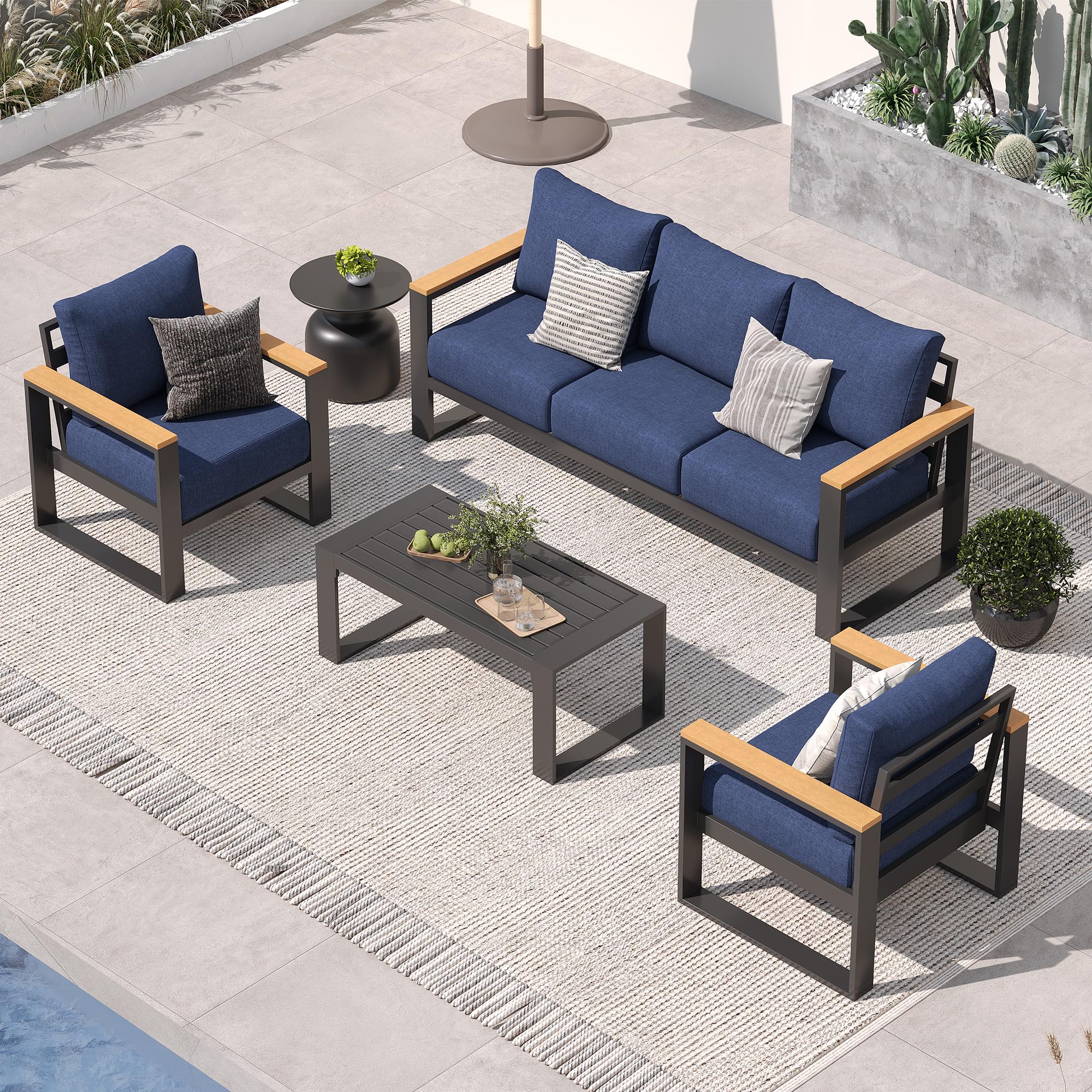 Sundale Outdoor Aluminum Patio Furniture Set with Coffee Table