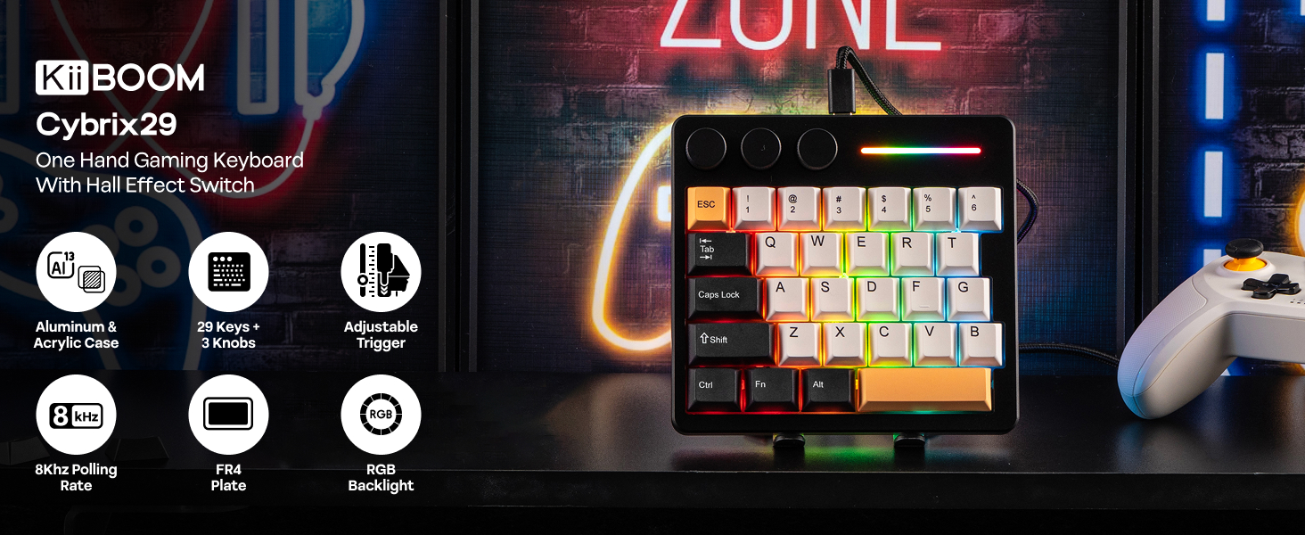 Amazon.com: KiiBoom Cybrix 29 Rapid Fast Wired Gaming Keyboard
