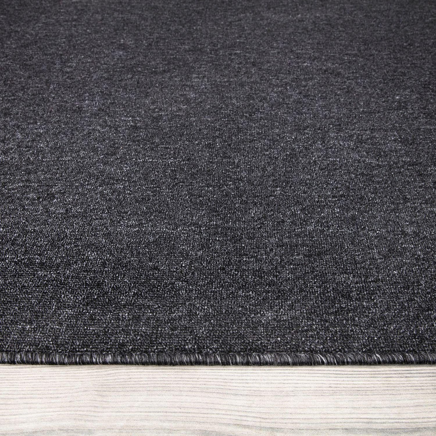 TT Home Waschbarer Wohnzimmer Teppich Esszimmer Kurzflor Unifarben Melierte Optik Modern, Farbe:Anthrazit, Größe:160x220 cm