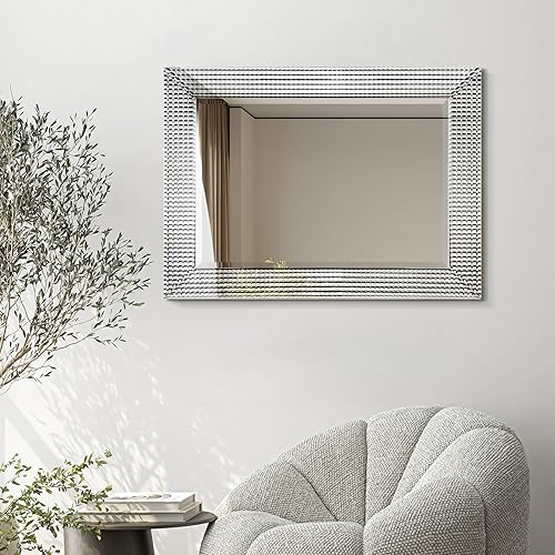 Miniatura 2 de Empire Art Direct Marco de madera maciza para pared, espejo moderno de centro biselado de 1 pulgada para baño, tocador, dormitorio, 30 x 1.24 x 40