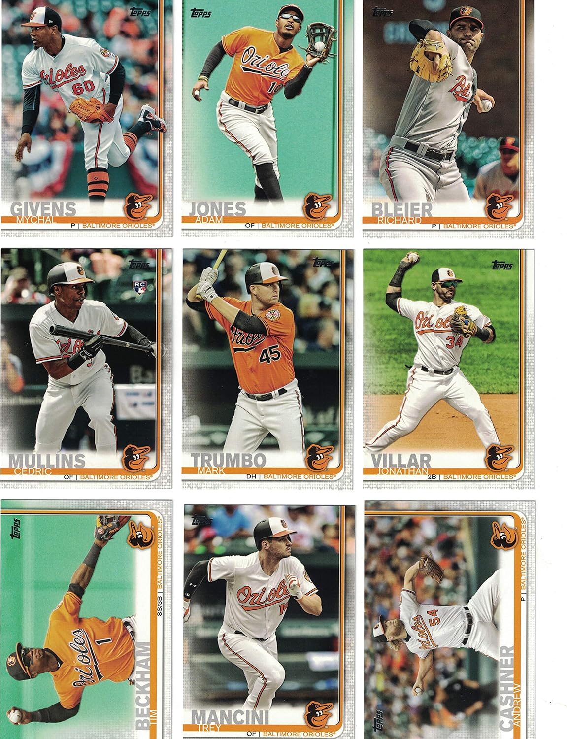 Baltimore Orioles/Complete 2019 Topps Series 1 and 2 Baseball Team Sets! (24 Cards) Lot of (10) 2019 Orioles Team Sets!