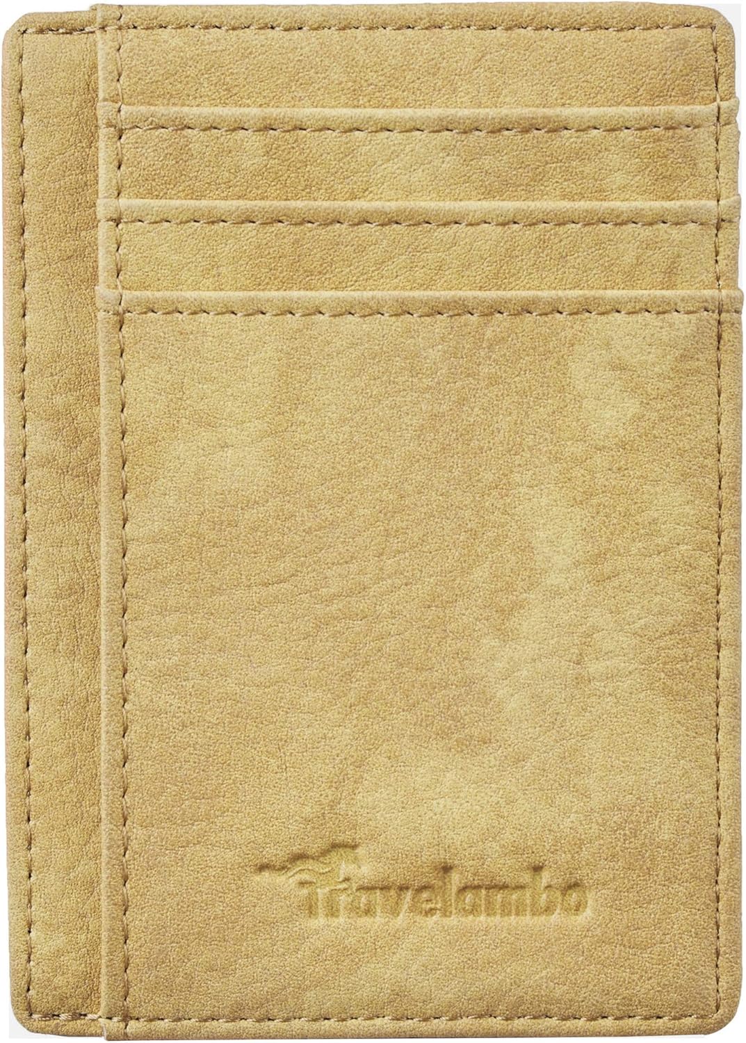 Travelambo Front Pocket Minimalist Leather Slim Wallet RFID Blocking Medium Size(OD Yellow)