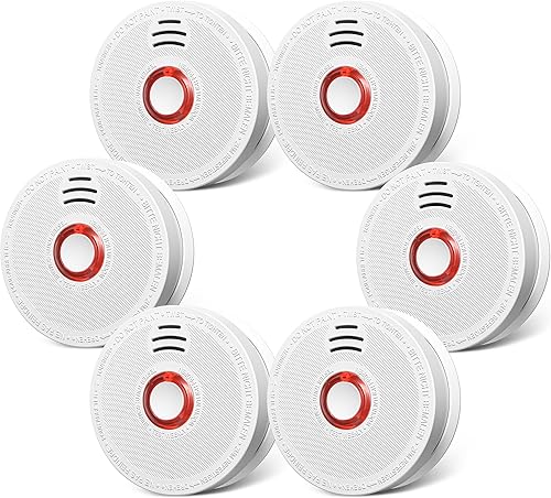 Detectores de humo con sensor fotoeléctrico, alarma de humo con botón de pruebasilencio y advertencia de batería baja, detectores de humo para el