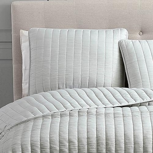 Miniatura 2 de Riverbrook Home Exclusive Quilt Collection - Juego de edredón tamaño King, piedra lunar, gris claro, juego de 3 piezas