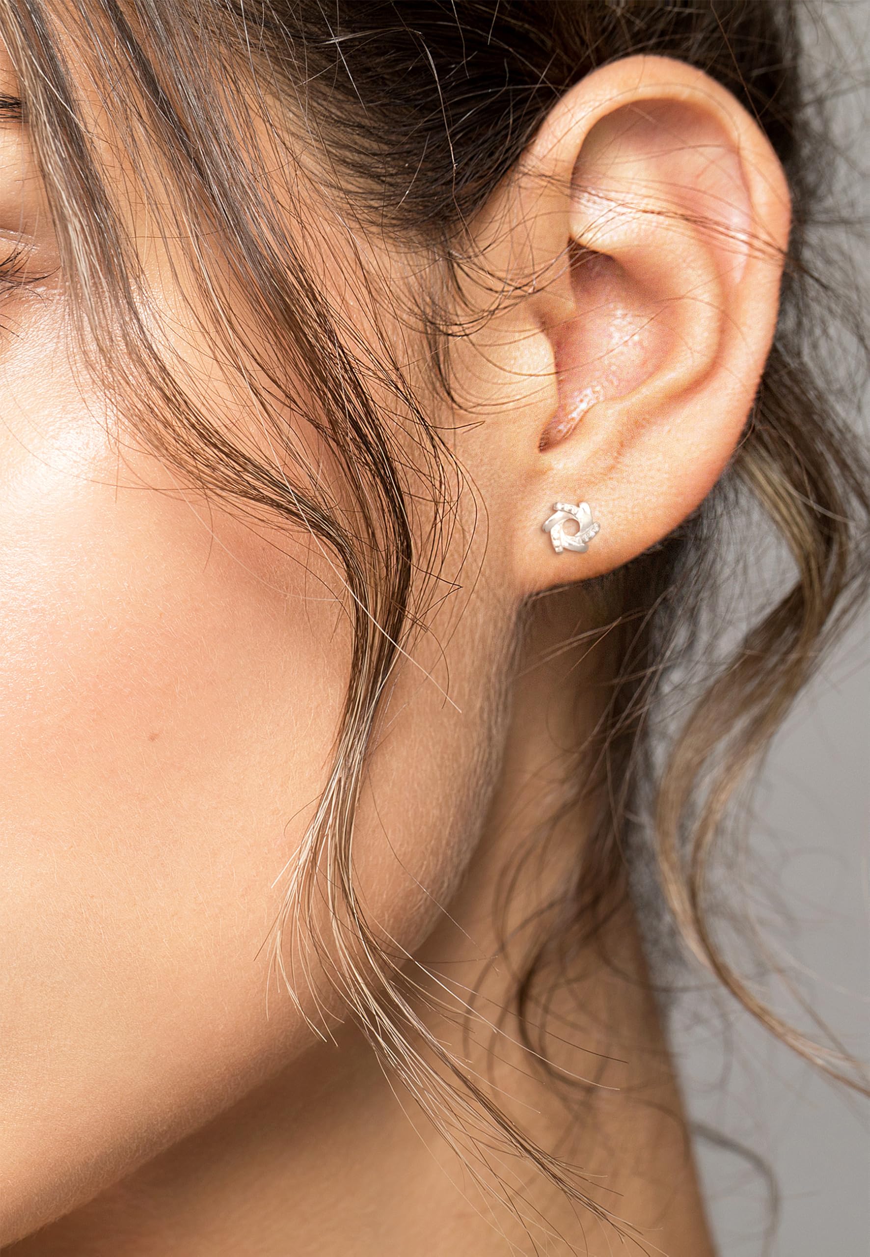 SOFIA MILANI - Orecchini da Donna in Argento 925 - con Pietra Zircone - Orecchini a Perno a Spirale - 20562