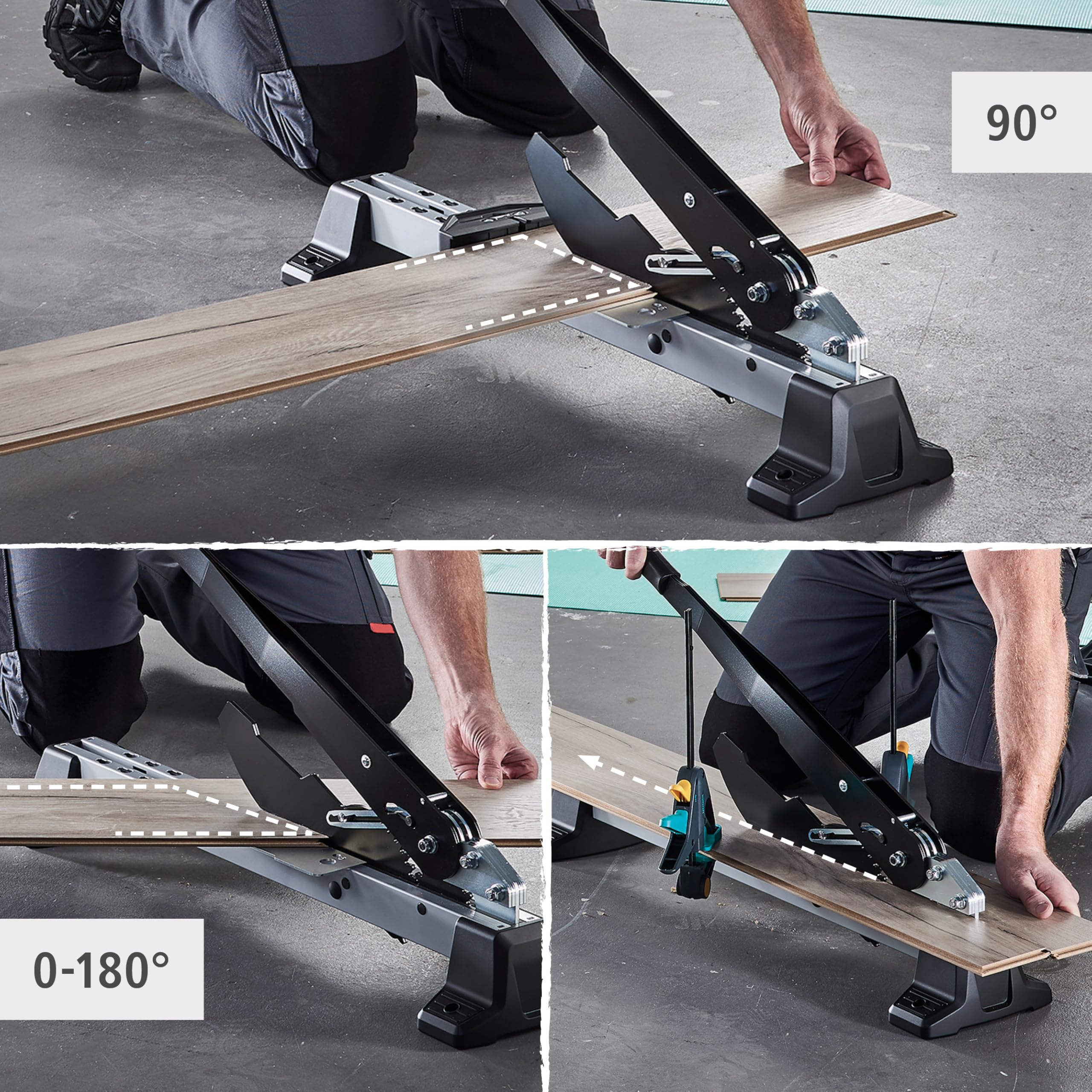wolfcraft Coupe-stratifié VLC 1000, Presse pour Sols Vinyles et Design | Guillotine manuelle pour lames jusqu'à 14 mm d'épaisseur et 370 mm de largeur, coupe nette sans poussière. 6940000