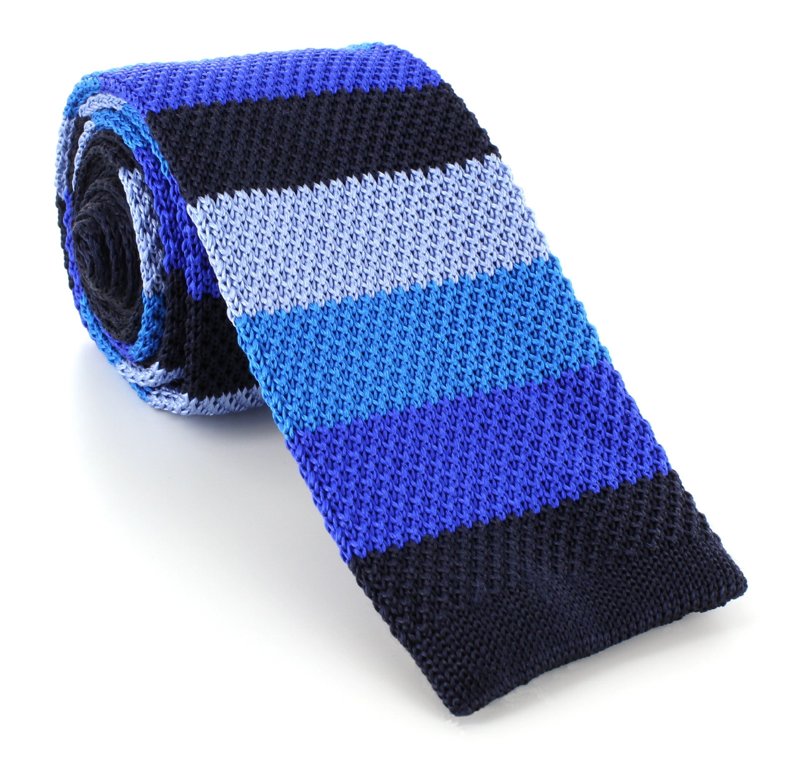 Michelsons Of London Men's Blue Skinny Multi Stripe Silk Knitted Tie