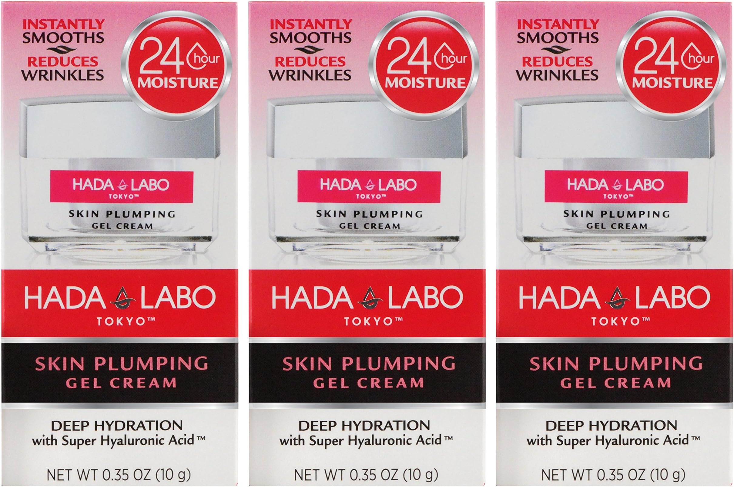 Hada Labo Tokyo Skin Plumping Gel Cream 0.35 Oz 3 count - with Super Hyaluronic Acid & Collagen - 24-Hour Moisture & Visible Line Plumping fragrance & paraben free non-comedogenic (Packaging May Vary)