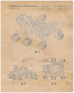 Classic Rover Planet Terrain Exploration Vehicle Patent Prints, 1 11x14