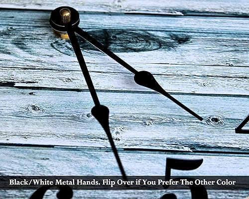 Miniatura 7 de White Wood Boards Silent Non Ticking Round Funciona a pilas hecho a mano, gran reloj de pared de 15.5 pulgadas para dormitorio, oficina, decoración