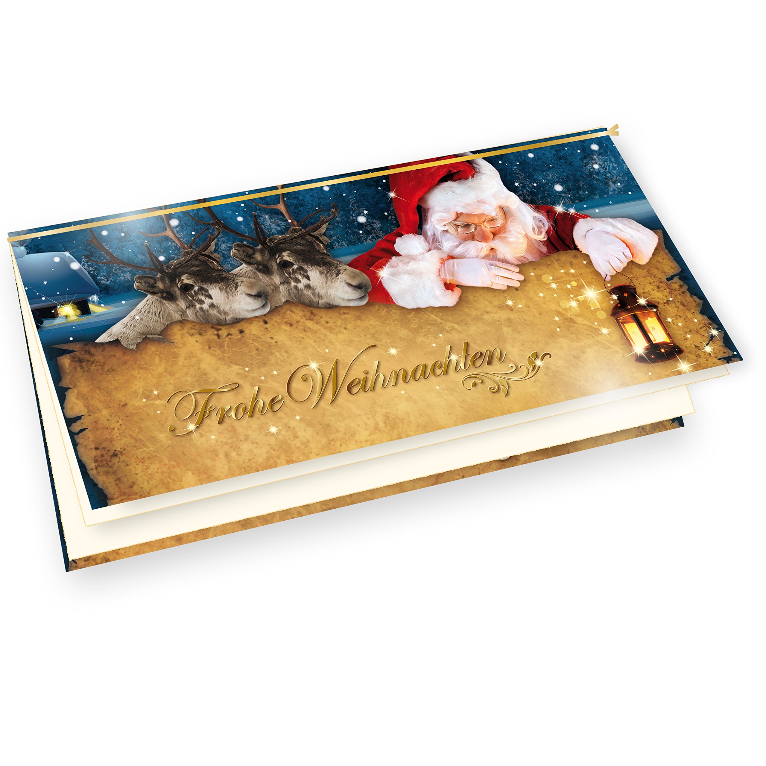 tatmotive Nordpol Express Weihnachtskarten Set (100 Sets) mit Umschlag und mit Einlegeblätter Einleger zum bedrucken