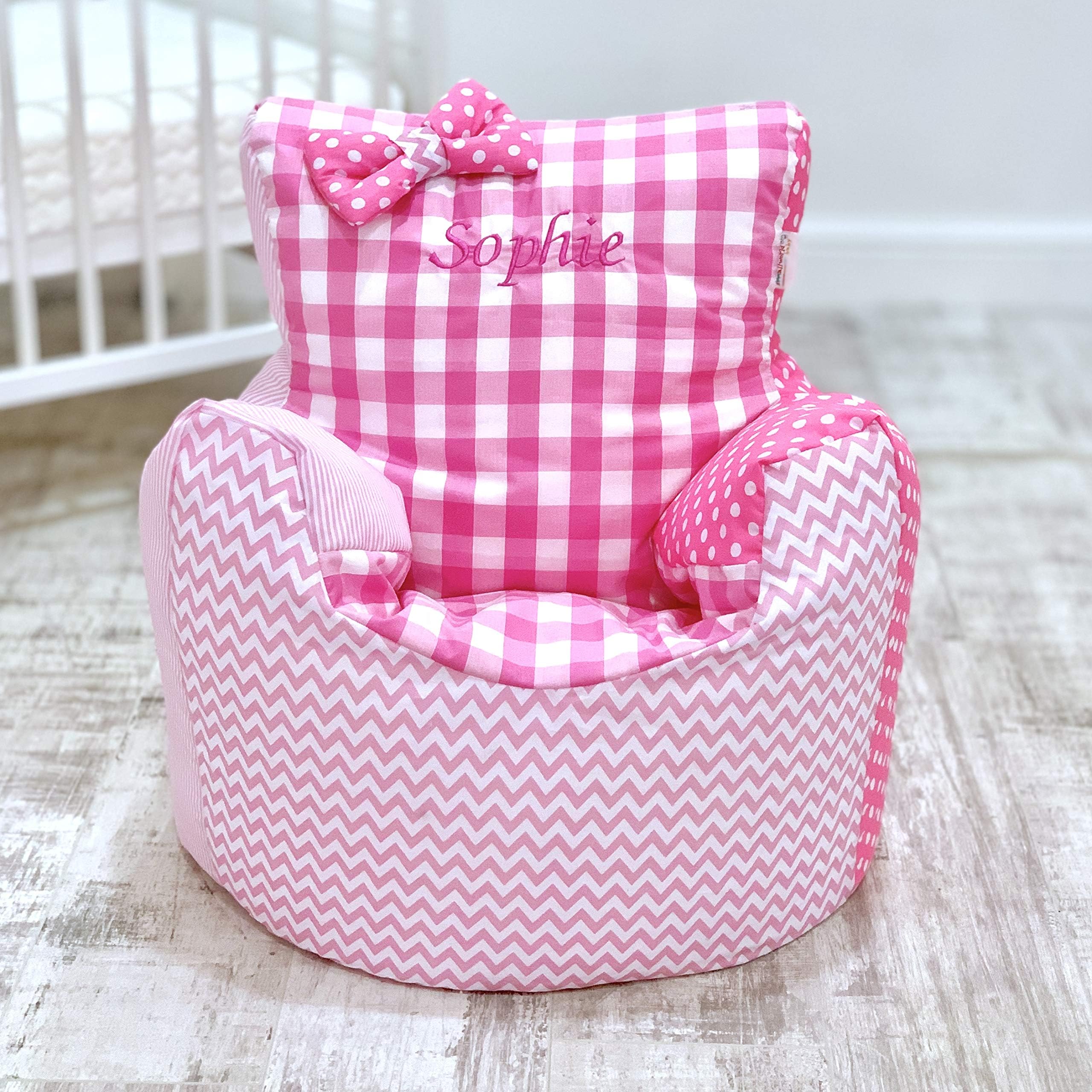 Small World Baby Pink Patchwork Toddler Bean Bag Chair