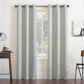 Sun Zero Kenwood Chevron Blackout Grommet Curtain Panel, Stone, 40"W x 84"L 1 Panel