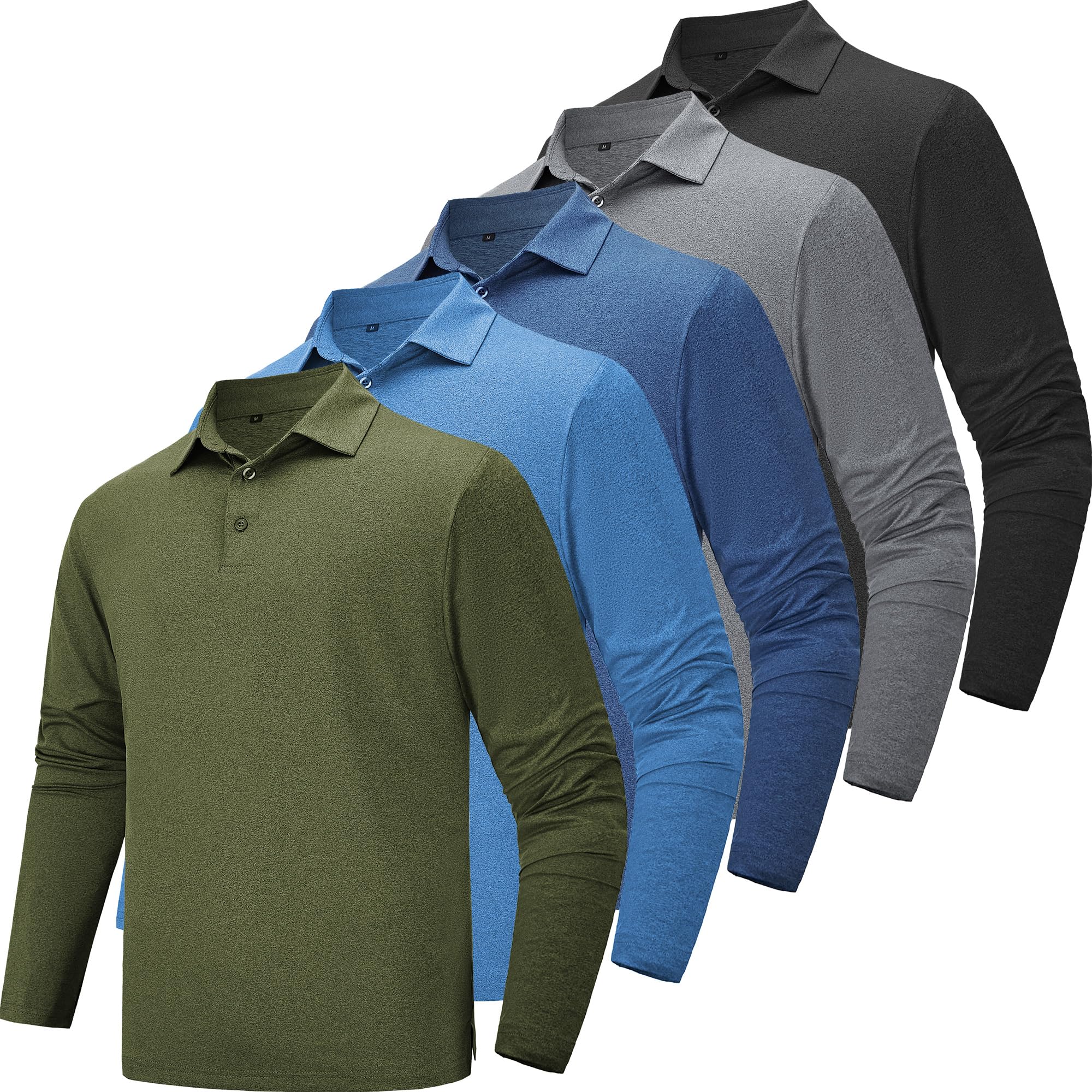TVKSOM 5 Pack Long Sleeve Polo