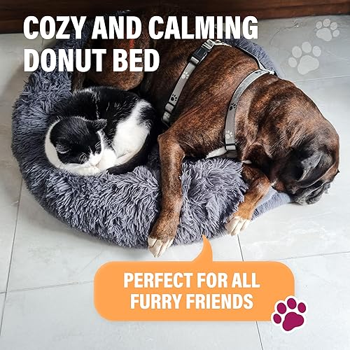 Miniatura 7 de Active Pets Cama Relajante de Felpa para Perros en Forma de Dona con Soporte para Articulaciones y Alivio de la Ansiedad, Cama Lavable para Mascotas