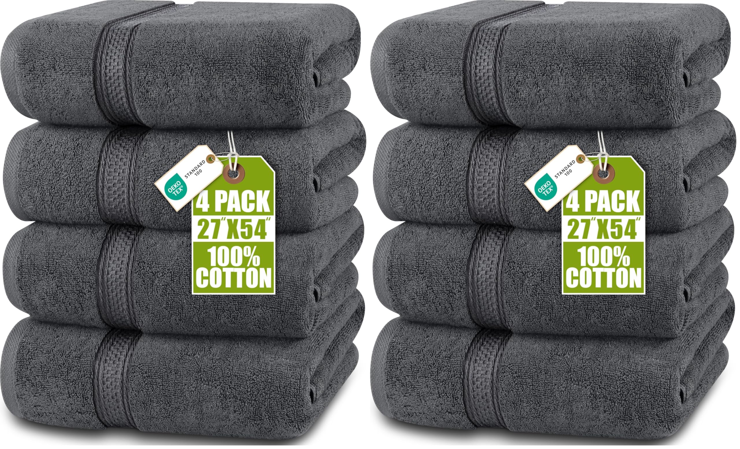 Utopia Towels 4 Pack - Premium Grey Bath Towels -15