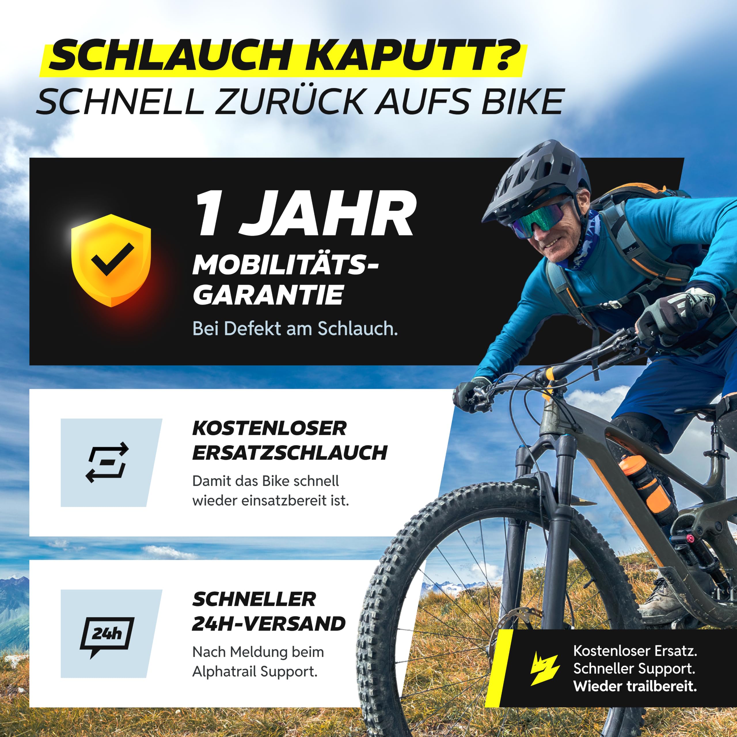 Alphatrail Fahrradschlauch 29 Zoll MTB Rick SV Französisches Ventil 2X Set mit Mobilitätsgarantie I Kompatible Fahrradreifen Schwalbe, Continental UVM. Sport & Freizeit