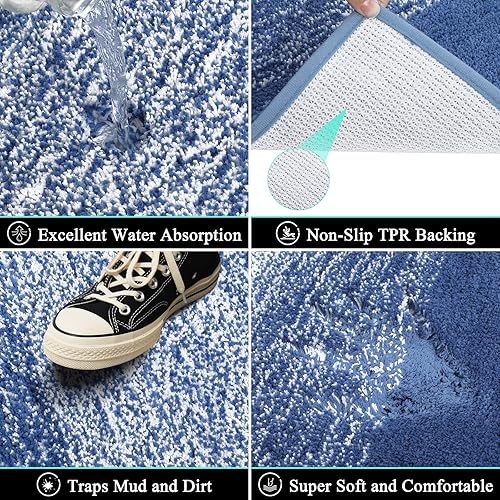 Miniatura 36 de Vaukki Tapete para puerta de entrada, antideslizante, absorbente, atrapador de lodo, tapete para el interior, tapete lavable para puerta de entrada