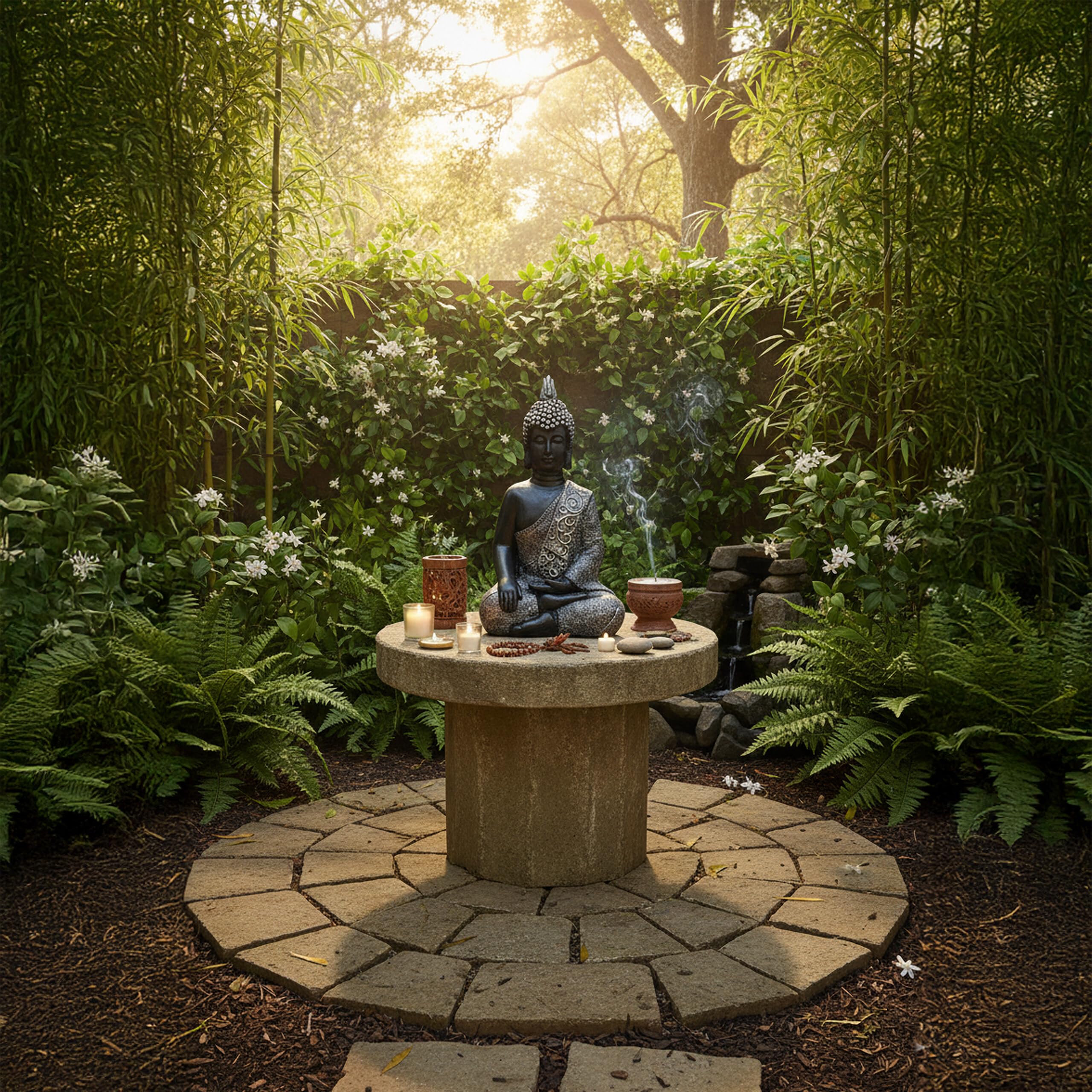 Relaxdays Figura de Buda Sentado para jardín, Resistente a heladas y Lluvia, 45 cm, Antracita