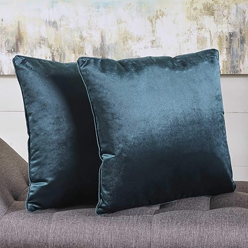 Miniatura 2 de Christopher Knight Home Ippolito - Juego de 2 almohadas de terciopelo, color verde azulado