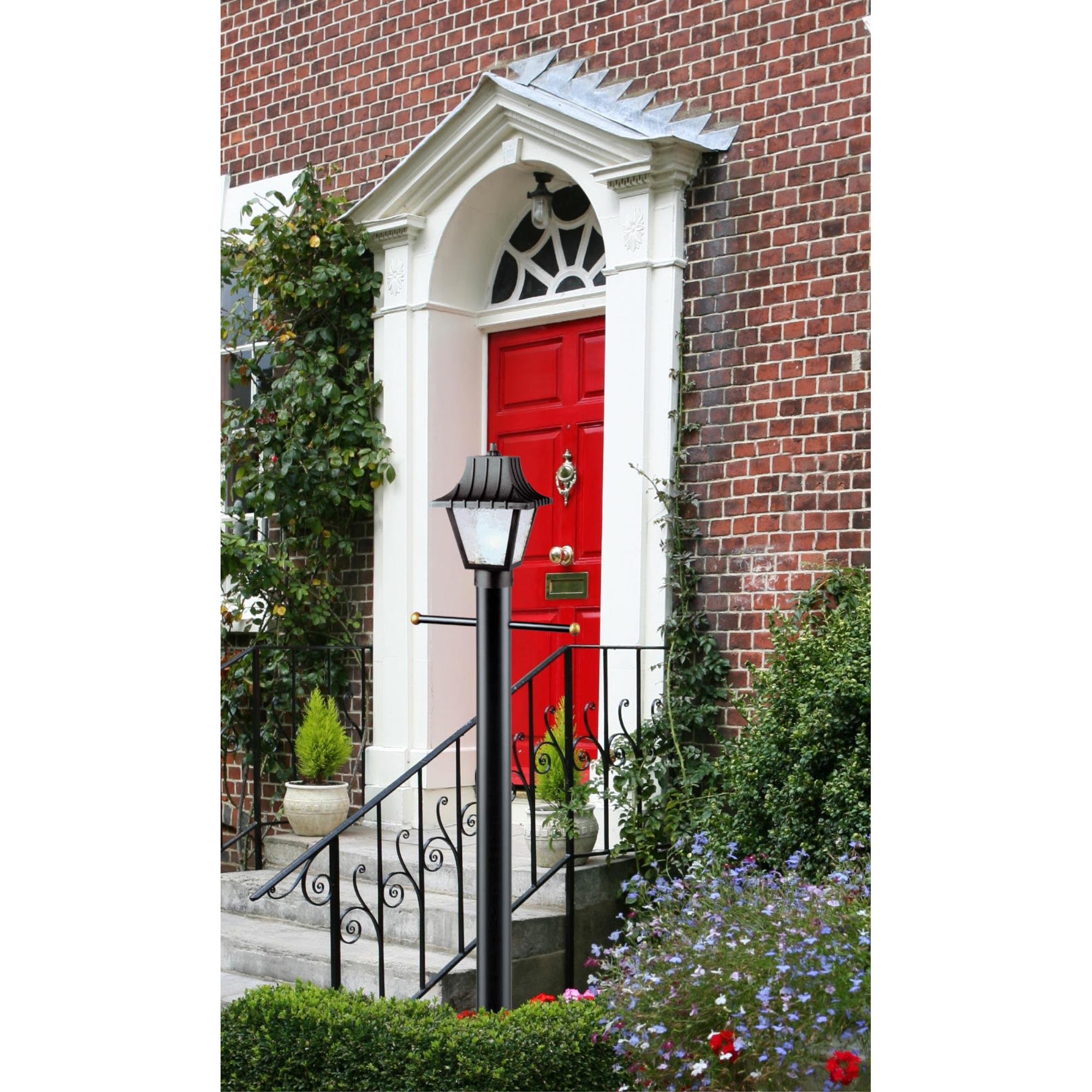 Westinghouse 6687500 One-Light Hi-Impact Polycarbonate Post-Top Exterior Lantern, Black Finish with Clear Textured Acrylic Panels