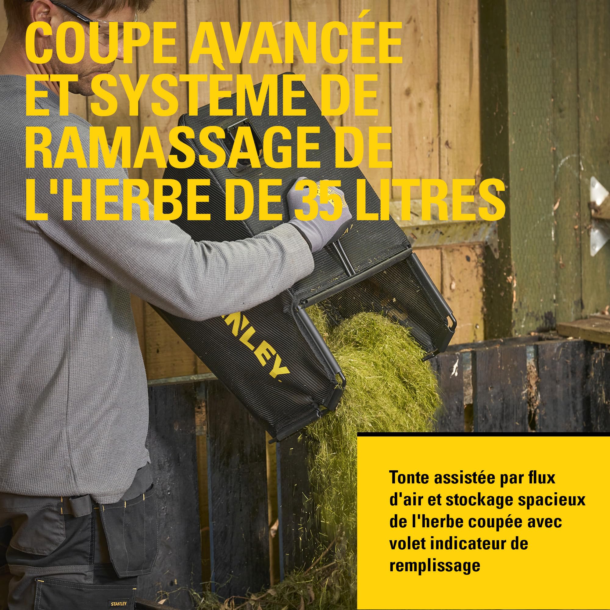 Stanley V20 Tondeuse à Gazon sans Fil 34 cm 18V 4Ah Li-Ion Brushless
