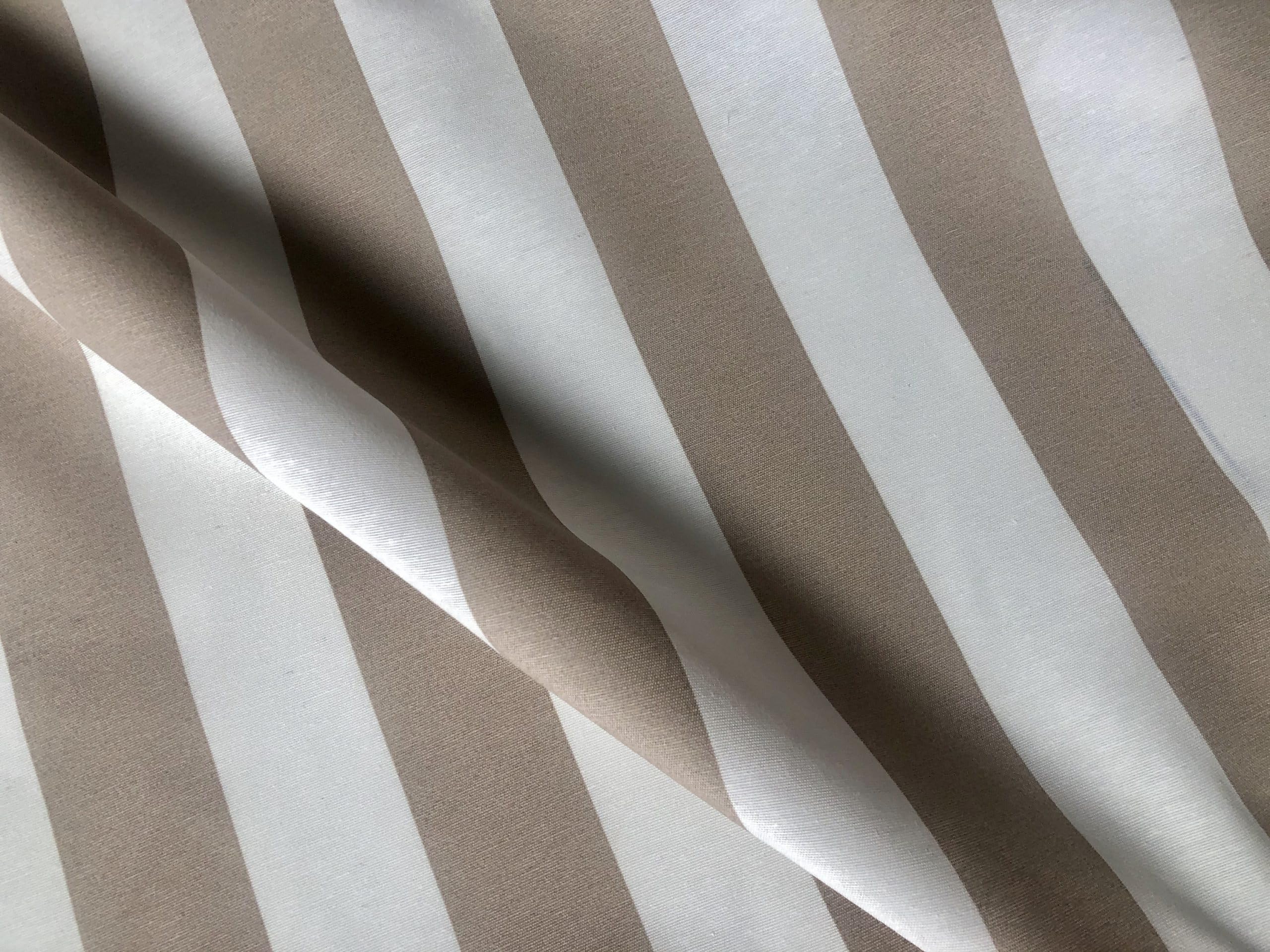 Teflon-Coated Outdoor Fabric – White Striped Waterproof Material for Cushions Awnings Canopy Patio – 140cm Wide - Sold by the Metre - Beige