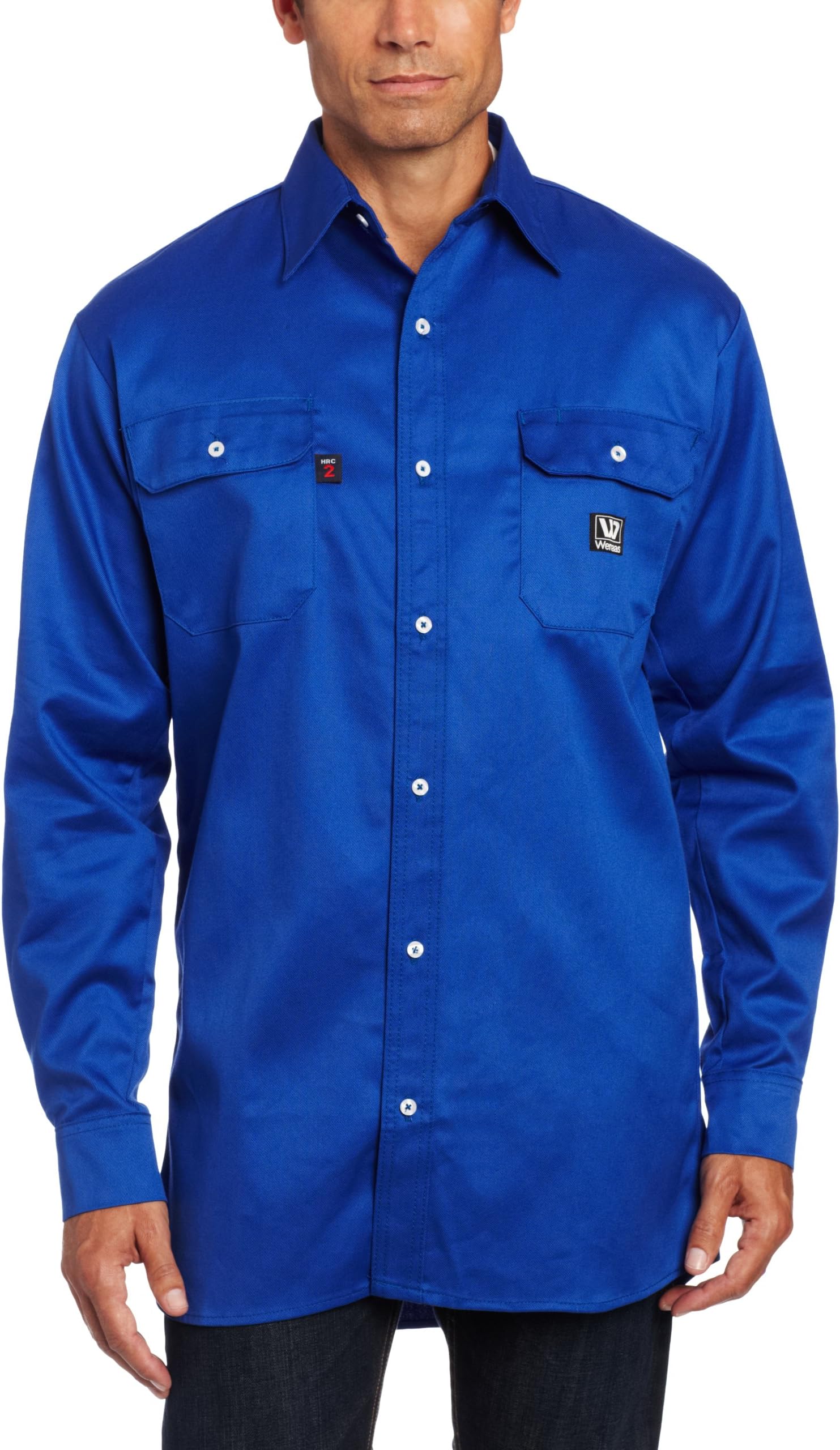 Wenass WSLSHB70RB-MRG Deluxe Work Shirt 7.0-Ounce Fire Resistant Twill, Medium, Regular, Royal Blue