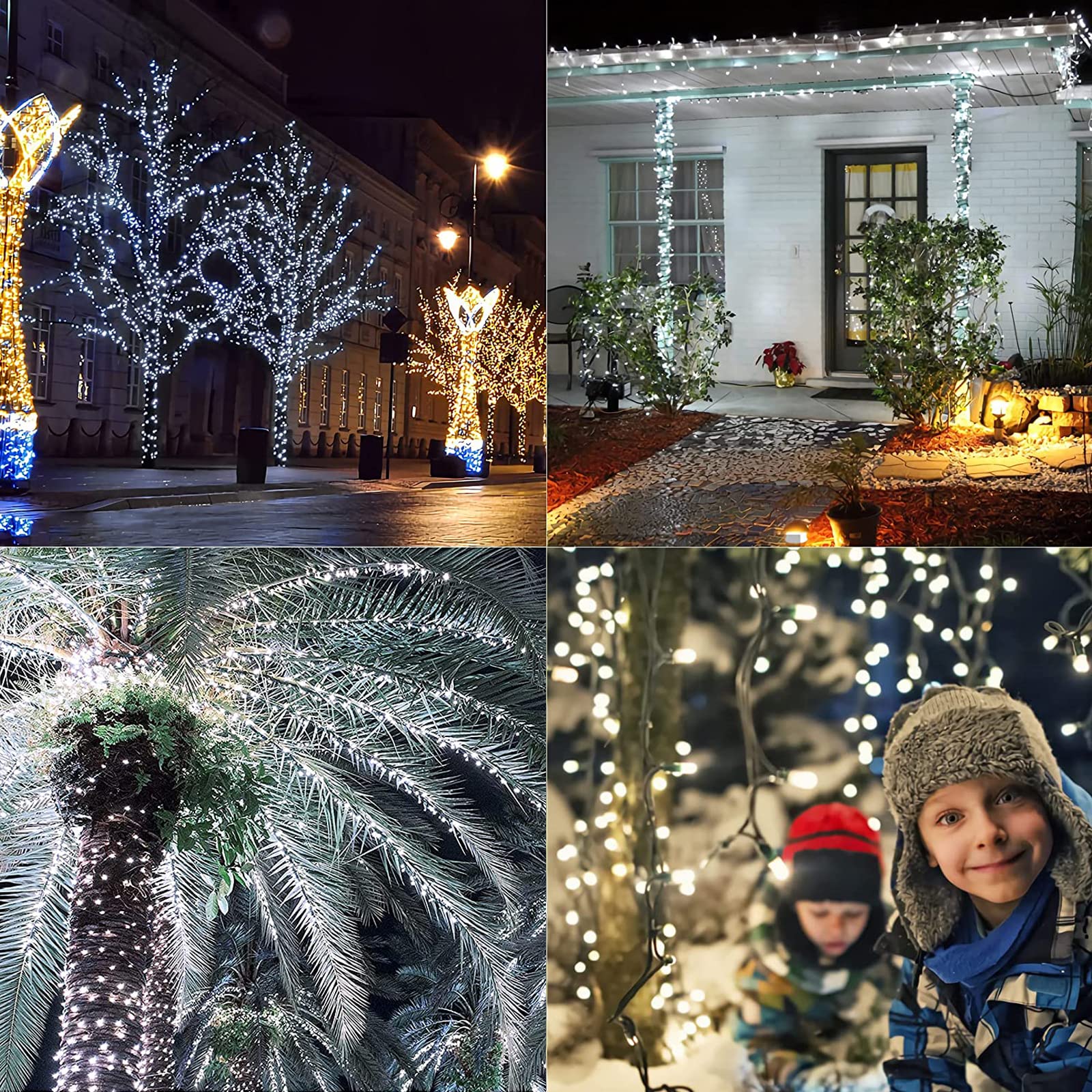 Joomer White Christmas Lights 180ft 500 LED String Lights Outdoor 8 Modes Timer Plugin Indoor Fairy String Lights for Christmas Decorations