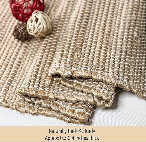 Miniatura 3 de Chardin Home Camino de mesa hecho a mano de 13 x 72 pulgadas, yute natural ecológico y cáñamo, decoración de mesa rústica bohemia de granja, acento