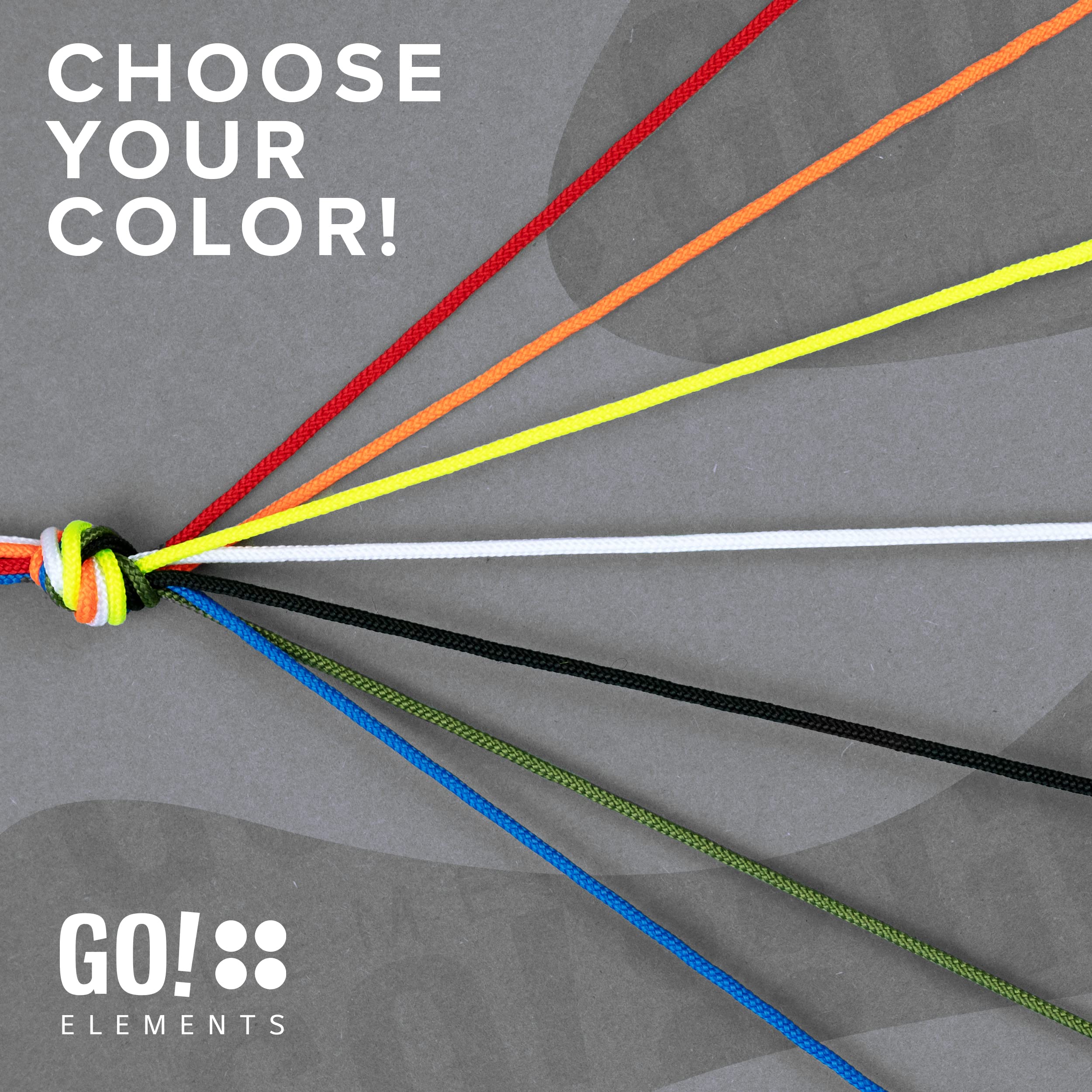 GO!elements Paracord Seil aus reißfestem Nylon - 3mm Paracord 425 Typ II max. 192kg - Schnüre als Outdoor Seil, Allzweckseil, Survival Seil, Armband, Hundeleine, Nylonschnur