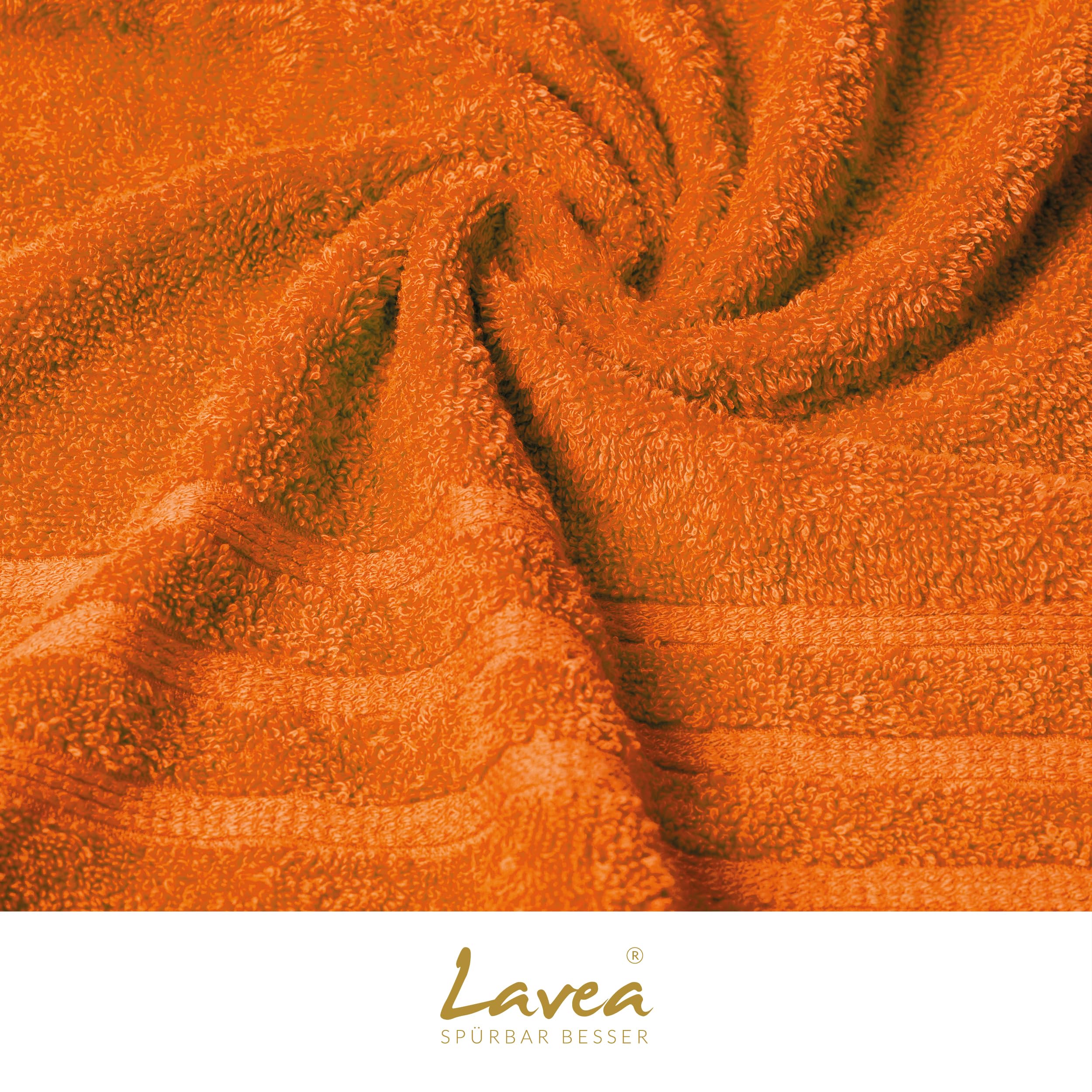 Lavea® 1 Tappetino da Bagno 50x80 cm – Antiscivolo e Lavabile in 100% Cotone Bio – Assorbente e Resistente – Ideale per Bagno e Doccia – Arancione
