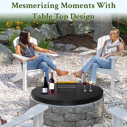 Miniatura 7 de Tapa redonda para hoguera de 30 pulgadas para interior de hasta 28 pulgadas, tapa de chimenea de gas para tapa de cubierta de chimenea al aire