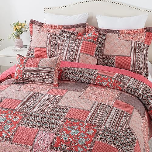 Vista 12 de BEDIFANY - Juego de colcha de algodón, tamaño queen, ligera, de estilo bohemio, suave, para decoración de la cama en todas las estaciones