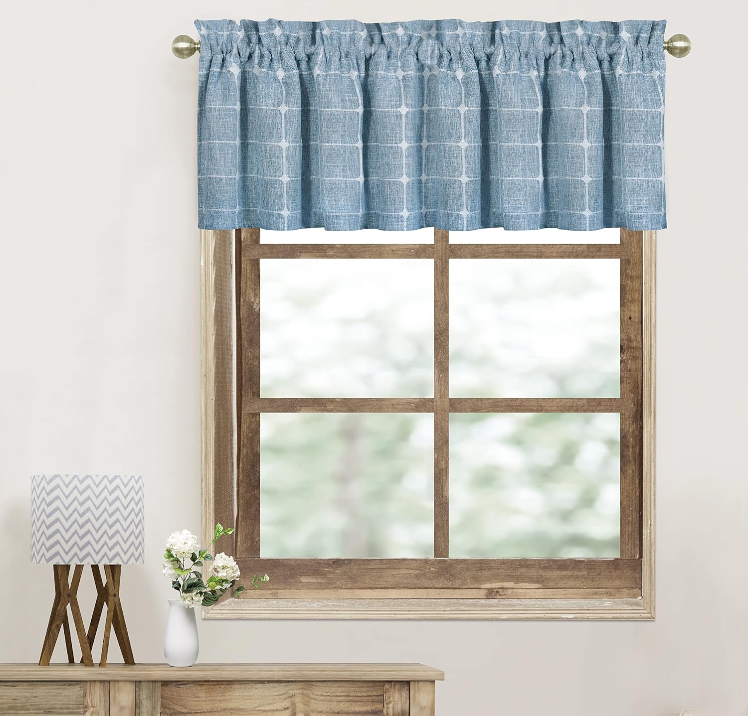 2 Pack Embroidered Plaid Valances for Kitchen, Boho