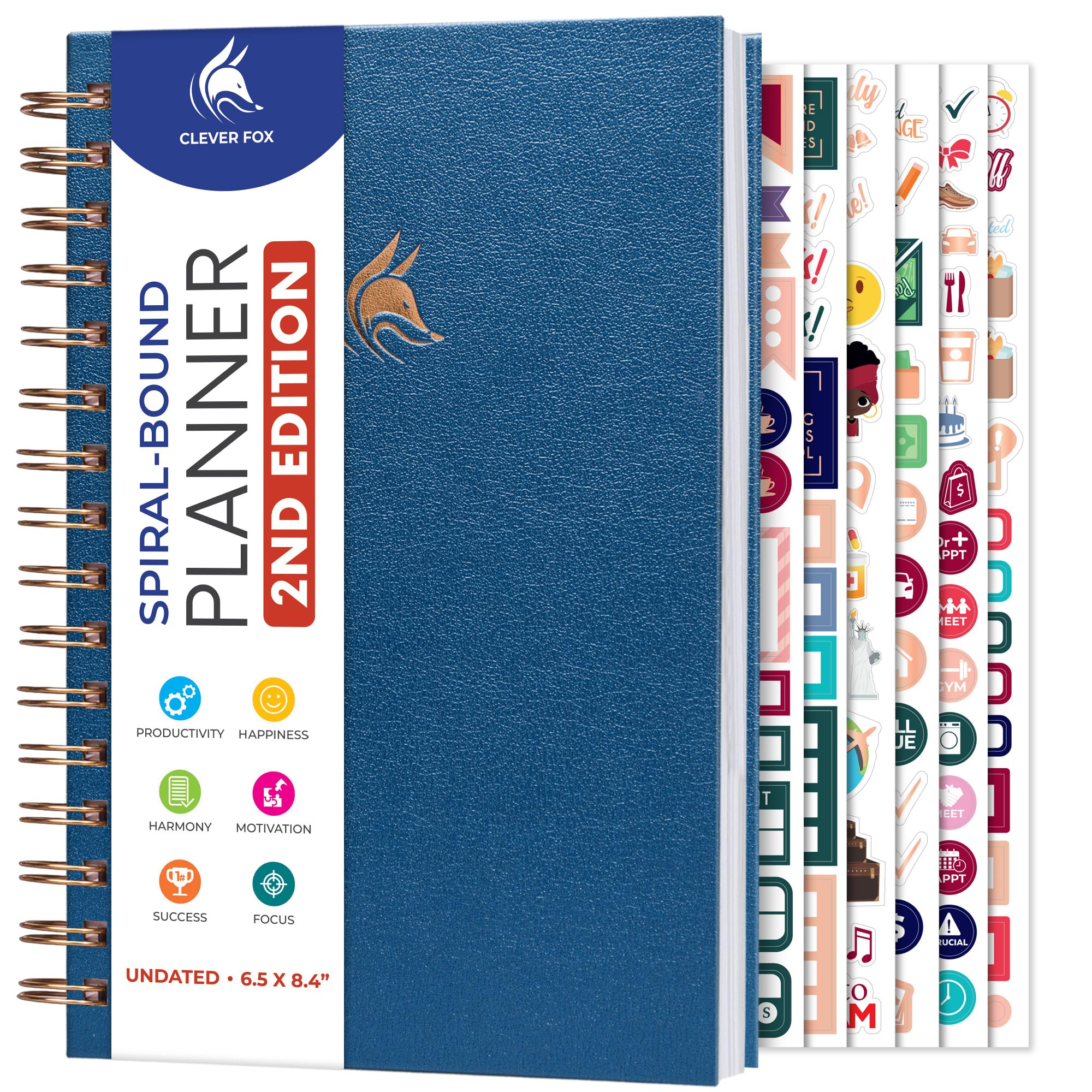 Clever Fox Planner 2.0 Spiral, Undated Weekly & Monthly, Mystic Blue | 5.8x8.3, colorful pages, time-management & productivity organizer, to-do list, habit tracker, start anytime w/ undated pages-image-12