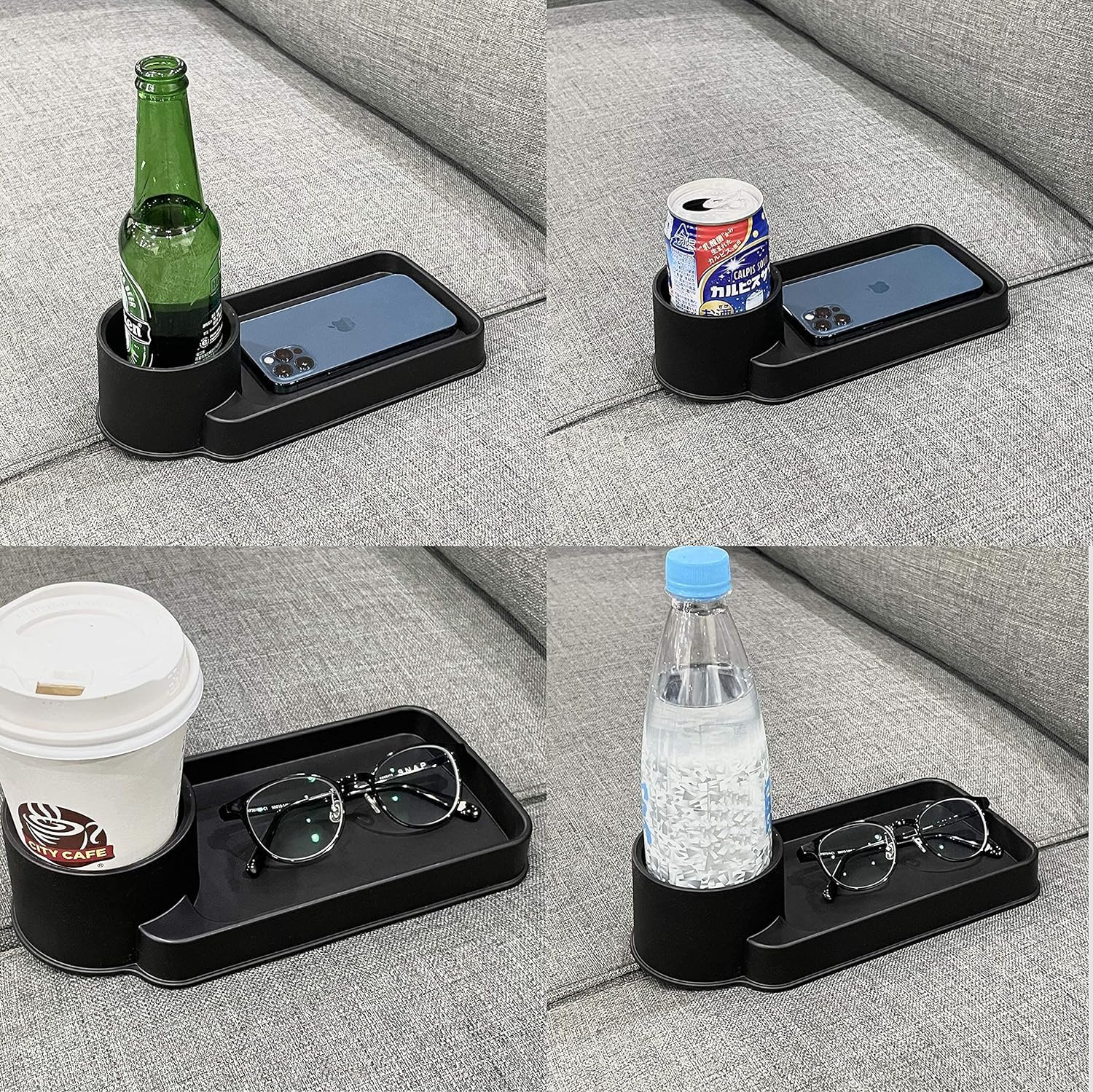RELEMTRA Non-Slip Couch Drink Holder, Silicone Suit for Remote Control, Snacks, Mobile Phone (Black) Couch Cup Holder, Sofa Armrest Tray Sofa and Chair Armrest Usage 3