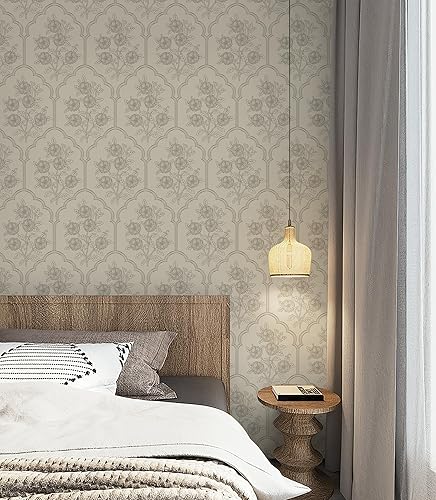Miniatura 3 de Safiyya Papel tapiz de 118 x 17.3 pulgadas, papel de contacto floral para despegar y pegar, papel de pared vintage, autoadhesivo, extraíble, para