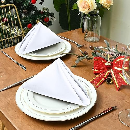 Vista 195 de Ruvanti Servilletas de algodón 12 unidades, servilletas de tela suaves y cómodas, servilletas de lino de calidad hotelera de lujo – Servilletas