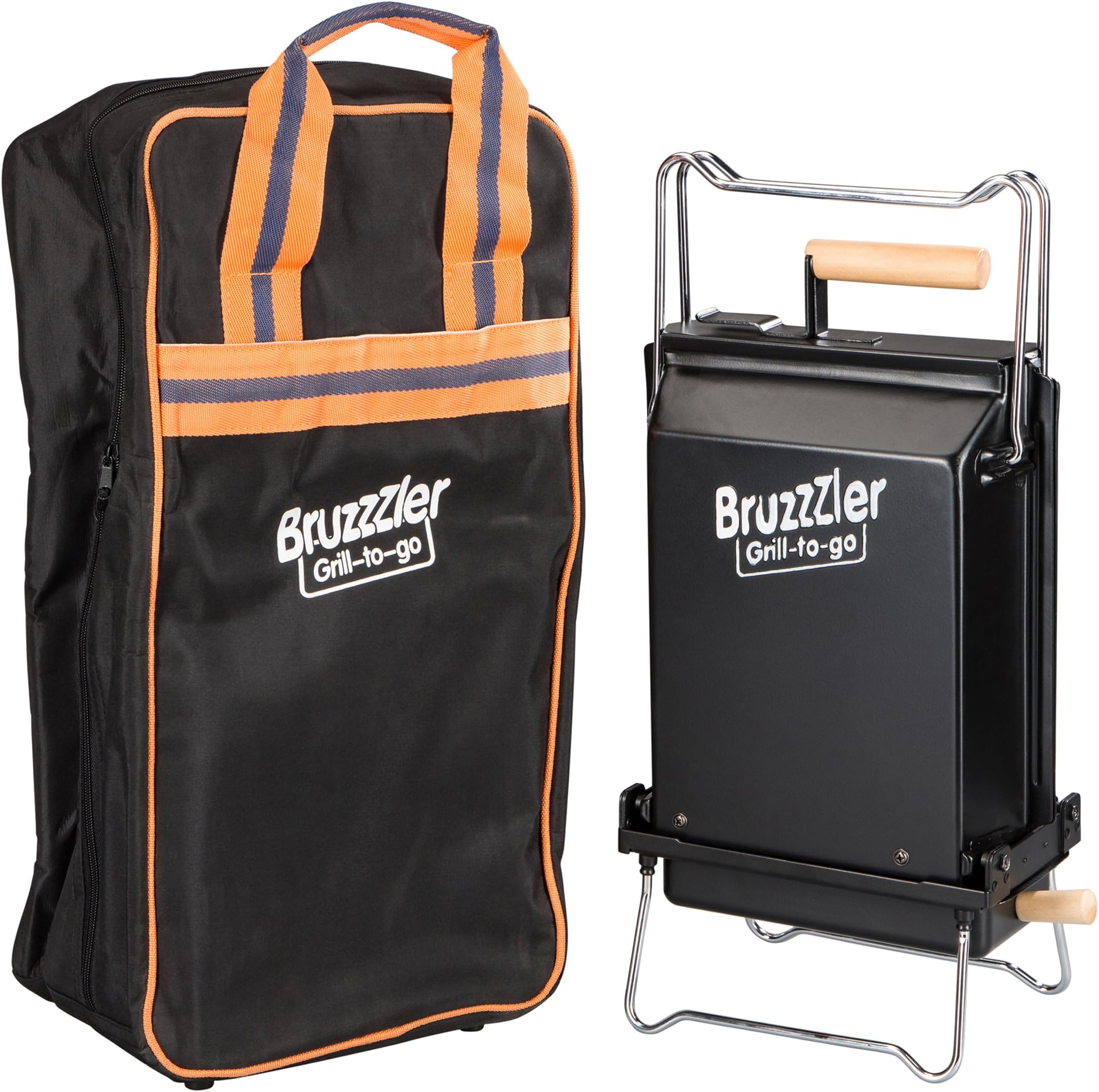 Bruzzzler-to-go charcoal grills and fireplace lighters, ideal for camping, festival, fishing and other outdoor activities, in various designs.