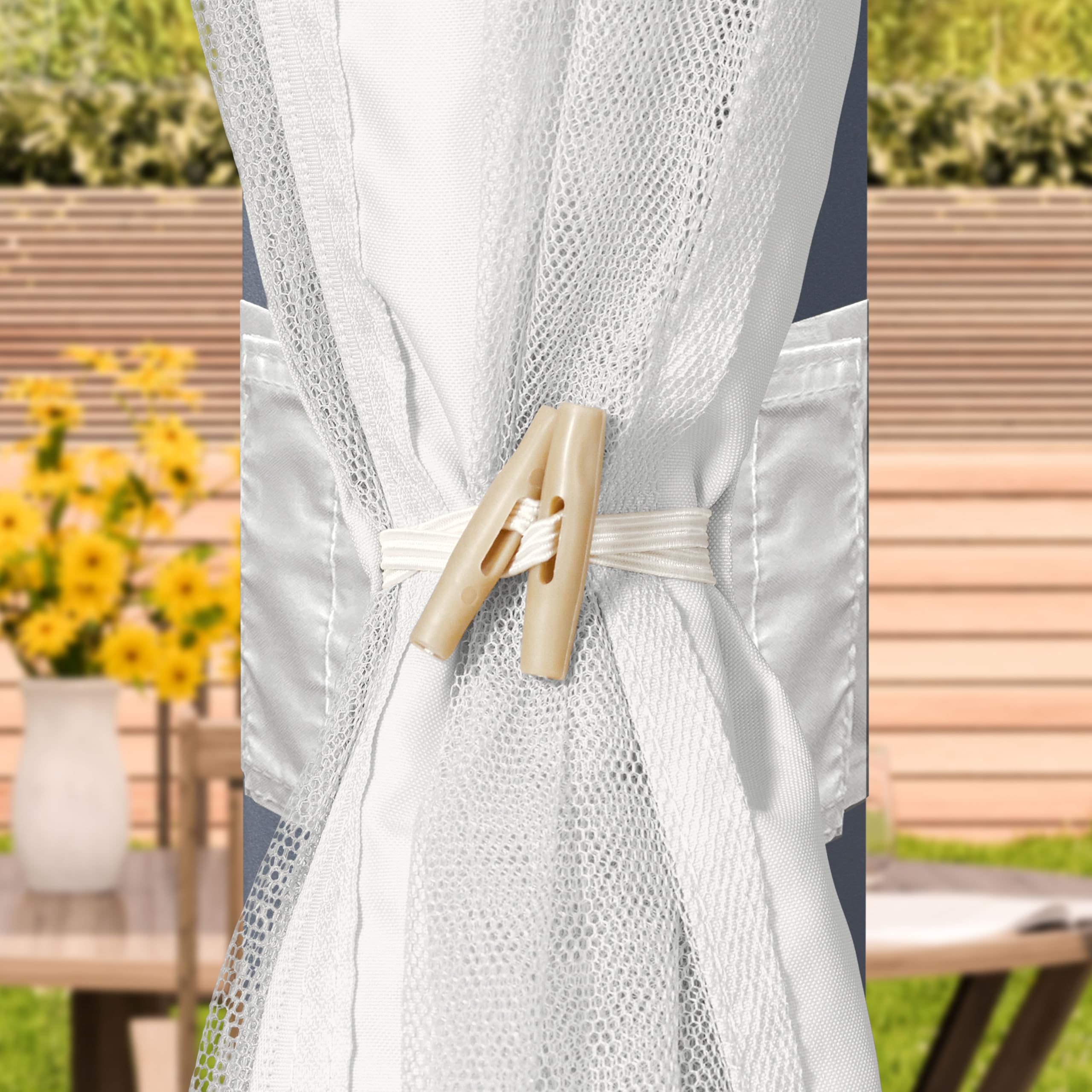 PRIMEYARD Moskitonetze für Pergola Classic 3x3 m - Polyester - mit Schienensystem und Reißverschluss - grau