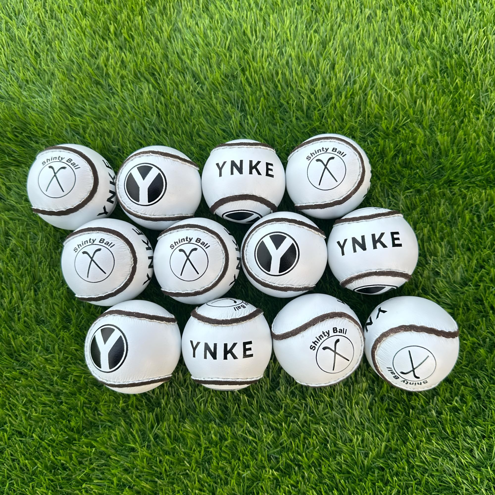 YNKE Premium Shinty Balls – Official Size & Weight | Durable Leather Cover | Training & Match Quality (Pack Of 12 pcs) Traditional Scottish Team Sports Ball (White)